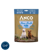 Healthy and delicious pork bone broth for dogs. This nutrient-rich powder is made from slow-simmered bones and is perfect for adding flavour and nutrition to your dog's meals.